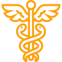 Símbolo do caduceu contábil, representando a contabilidade com a balança da justiça e os bastões entrelaçados por serpentes, simbolizando equilíbrio, conhecimento e ética profissional.